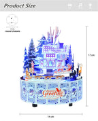 Microworld-rompecabezas de Metal 3D con tema de invierno, caja de música giratoria, Kits de modelos, rompecabezas DIY