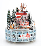 Microworld-rompecabezas de Metal 3D con tema de invierno, caja de música giratoria, Kits de modelos, rompecabezas DIY