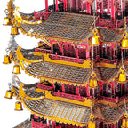 Microworld-rompecabezas de Metal 3D, edificio clásico chino, torre de grulla amarilla