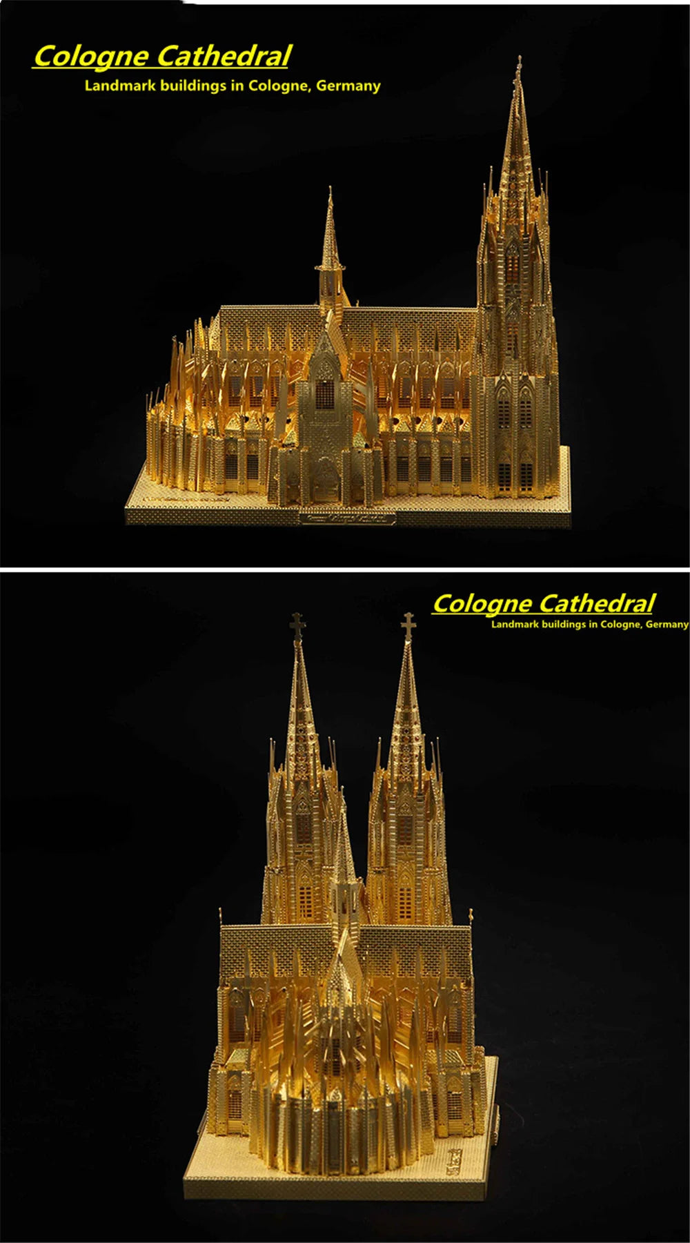 Microworld-rompecabezas de Metal de construcción 3D, Kits de modelos de edificios de catedral de Colonia