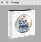 Microworld-rompecabezas de Metal 3D con tema de invierno, caja de música giratoria, Kits de modelos, rompecabezas DIY