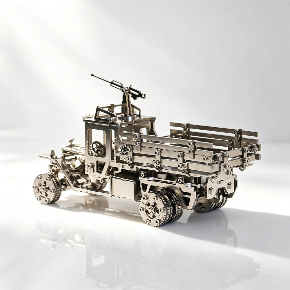 Camión Militar Camuflaje Mecánico Metal 3D