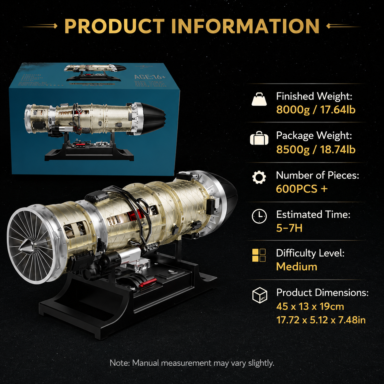 Motor Turborreactor Escala 1:10 Metal Funcional
