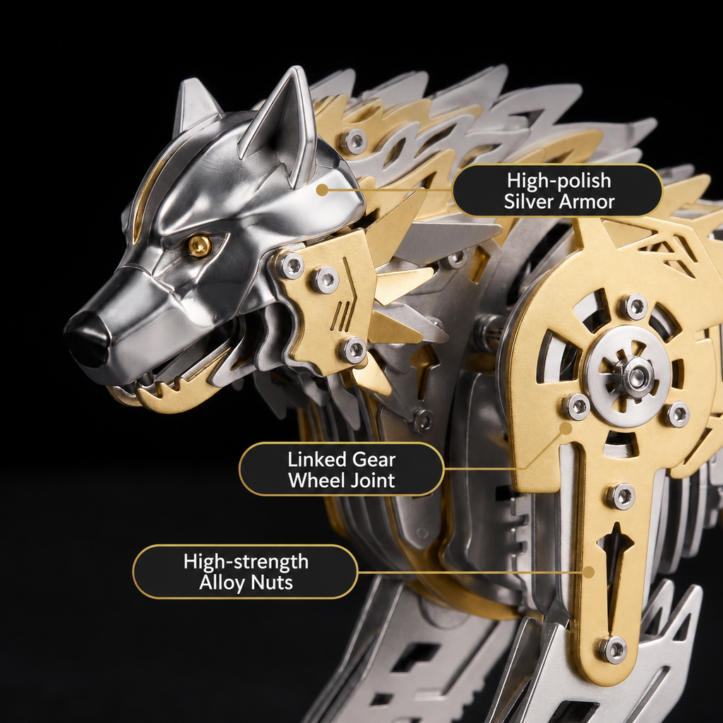 Lobo Mecánico Articulado Metal 3D