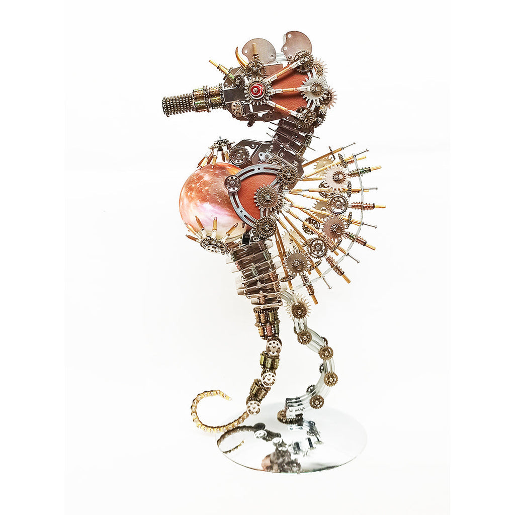 Caballito de Mar Steampunk Metal 3D con Luces 2100 piezas