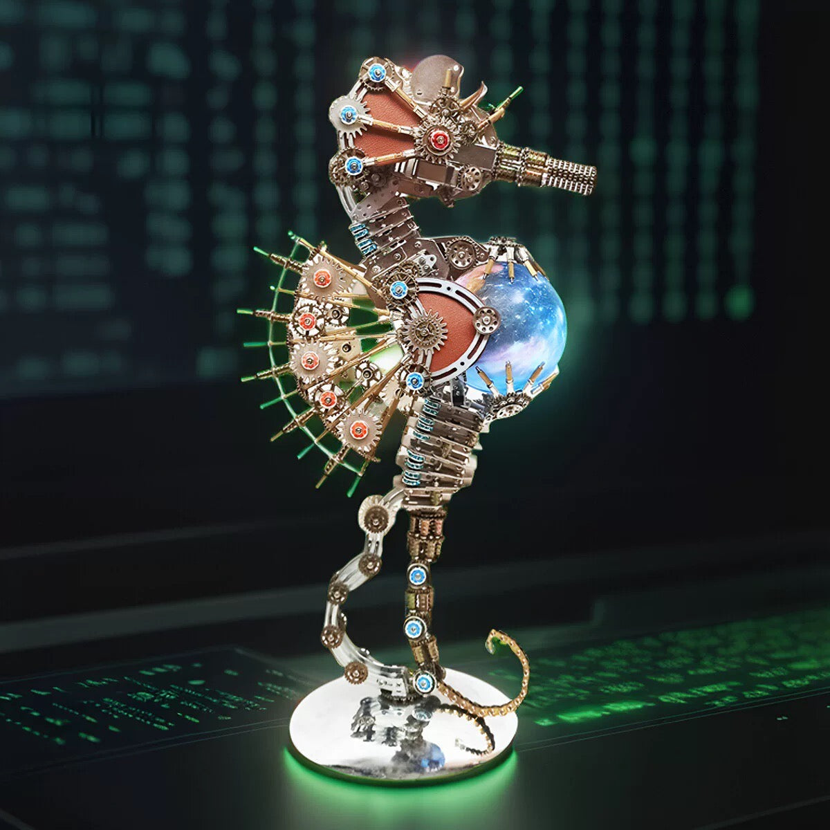 Caballito de Mar Steampunk Metal 3D con Luces 2100 piezas