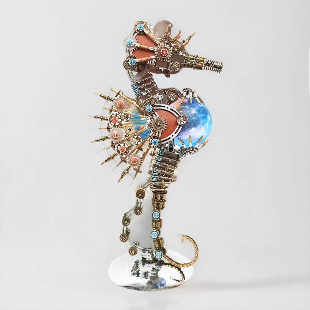 Caballito de Mar Steampunk Metal 3D con Luces 2100 piezas