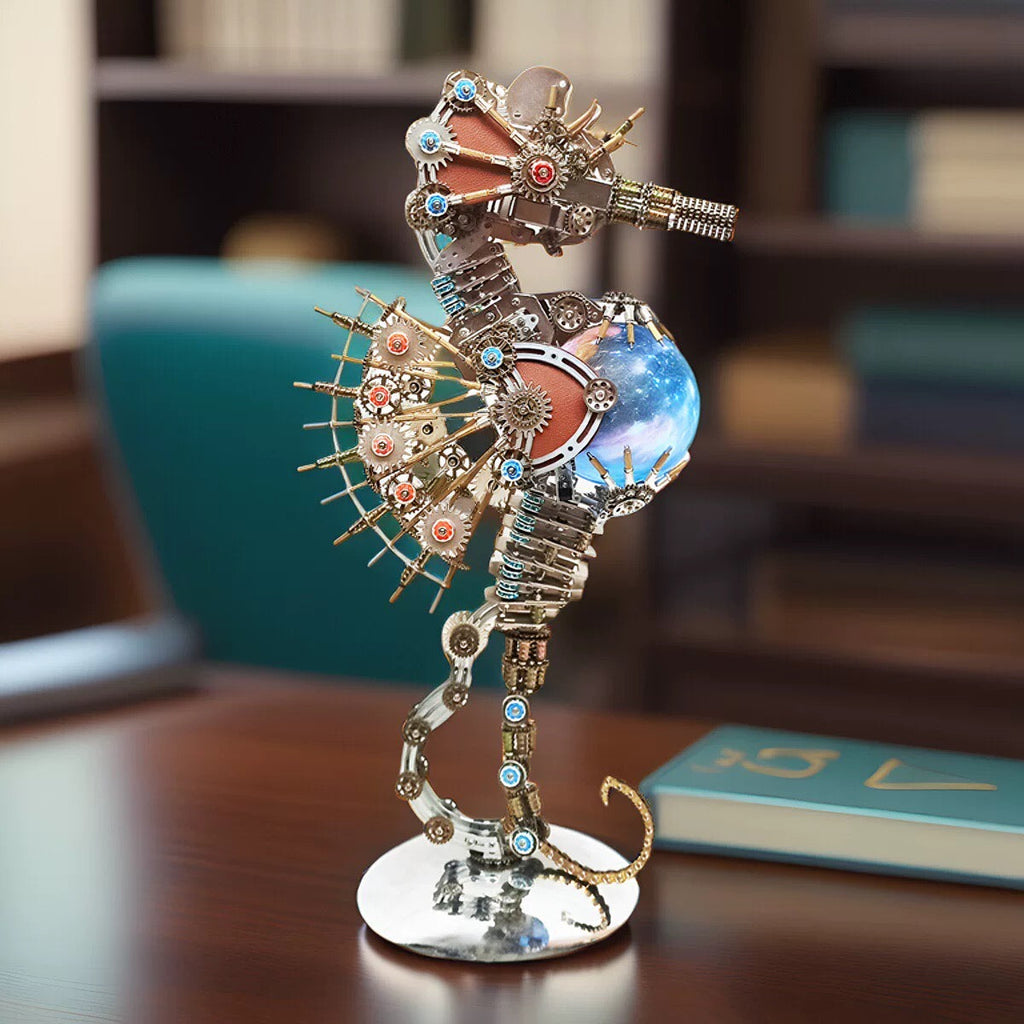 Caballito de Mar Steampunk Metal 3D con Luces 2100 piezas