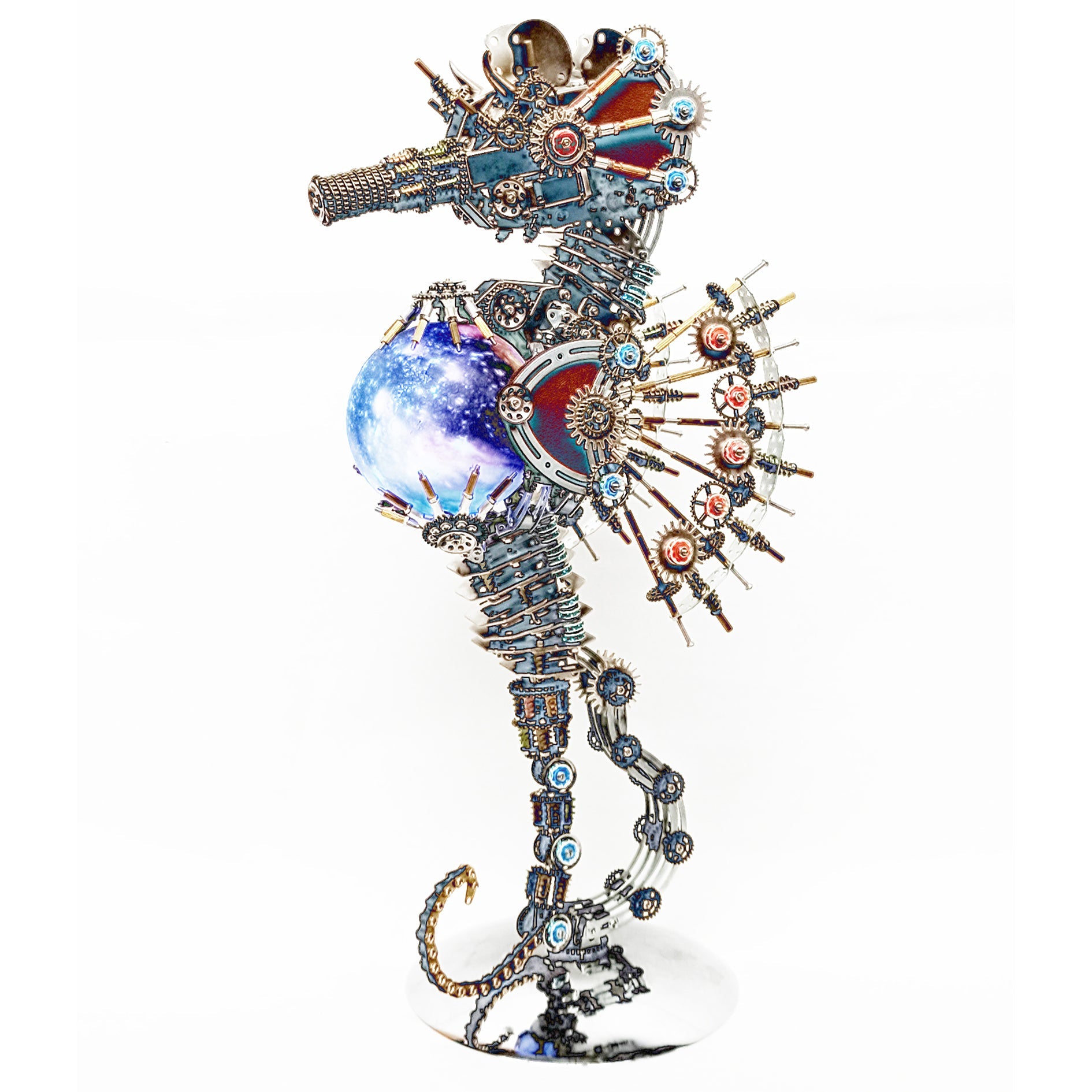 Caballito de Mar Steampunk Metal 3D con Luces 2100 piezas