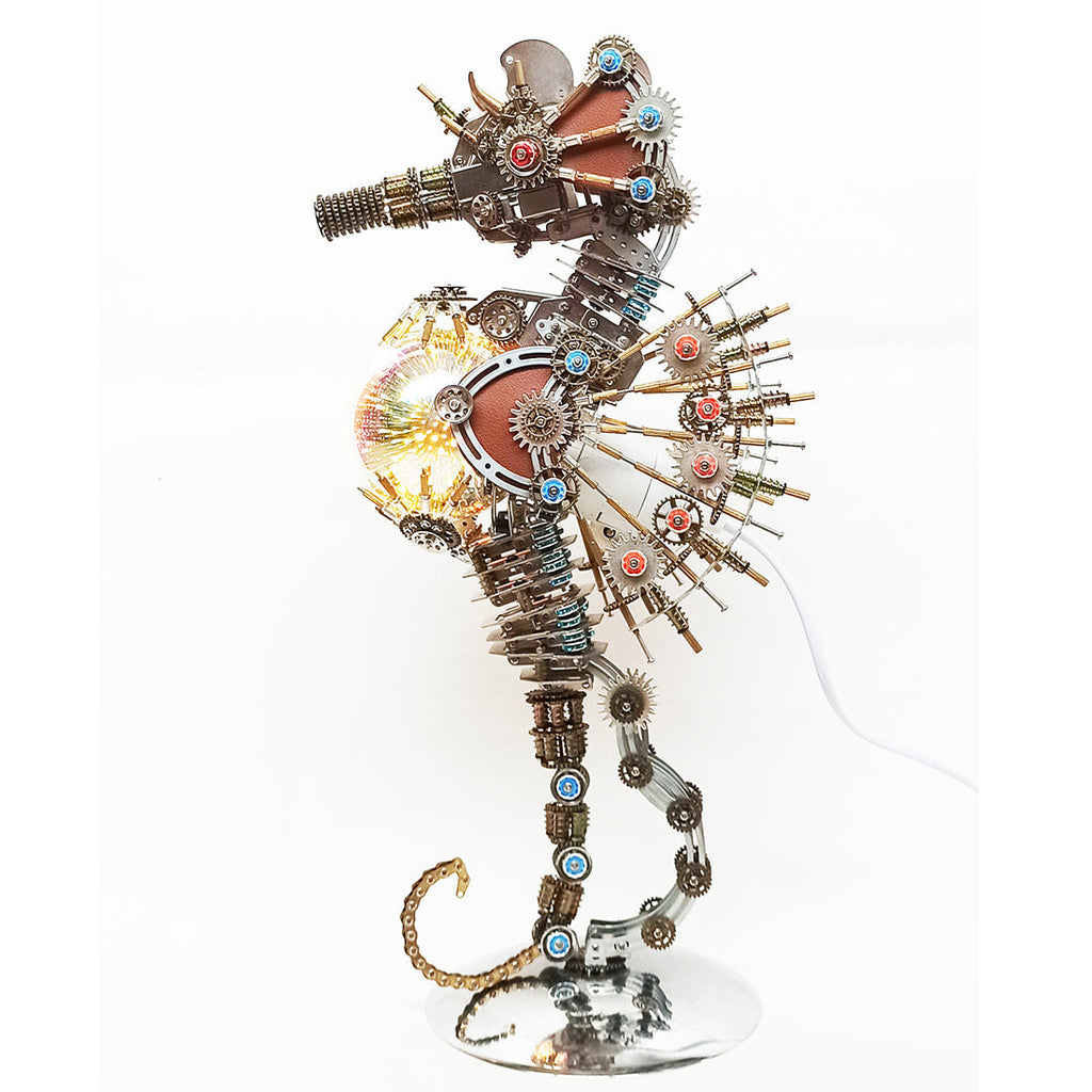 Caballito de Mar Steampunk Metal 3D con Luces 2100 piezas