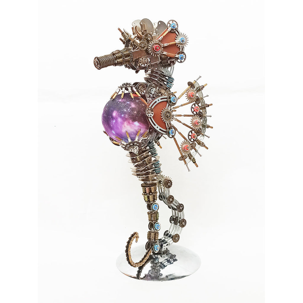 Caballito de Mar Steampunk Metal 3D con Luces 2100 piezas