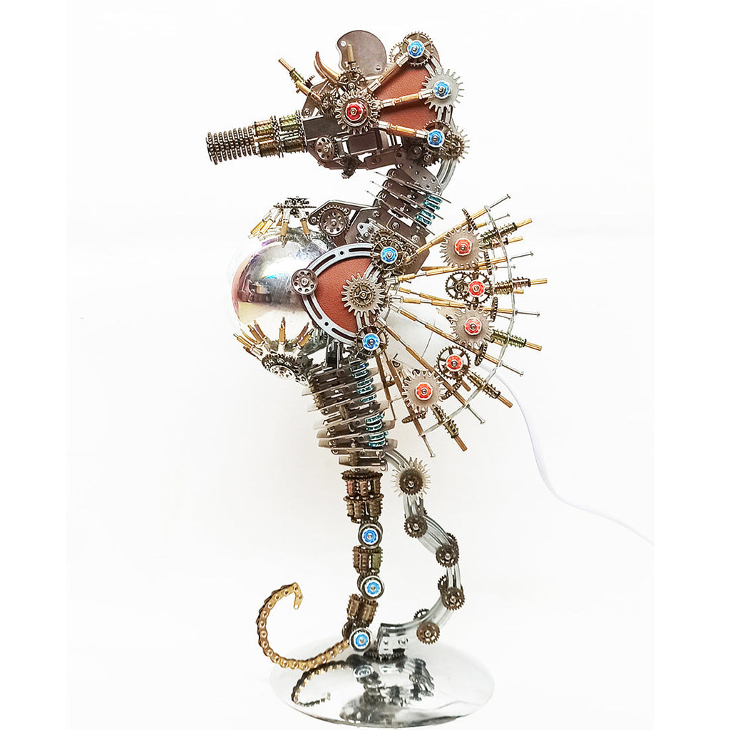 Caballito de Mar Steampunk Metal 3D con Luces 2100 piezas
