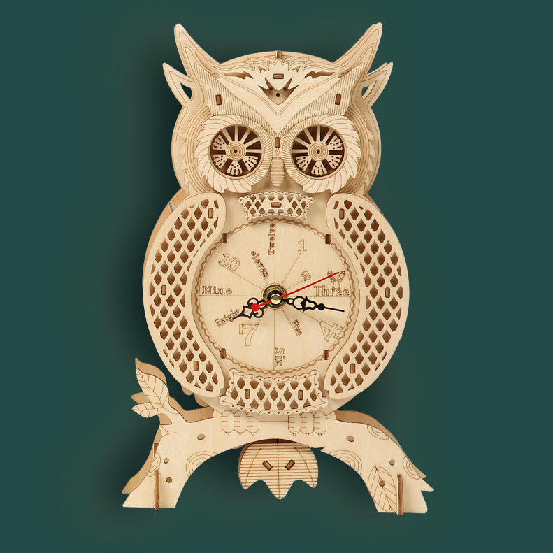 Reloj Péndulo Búho Esqueleto Metal 3D