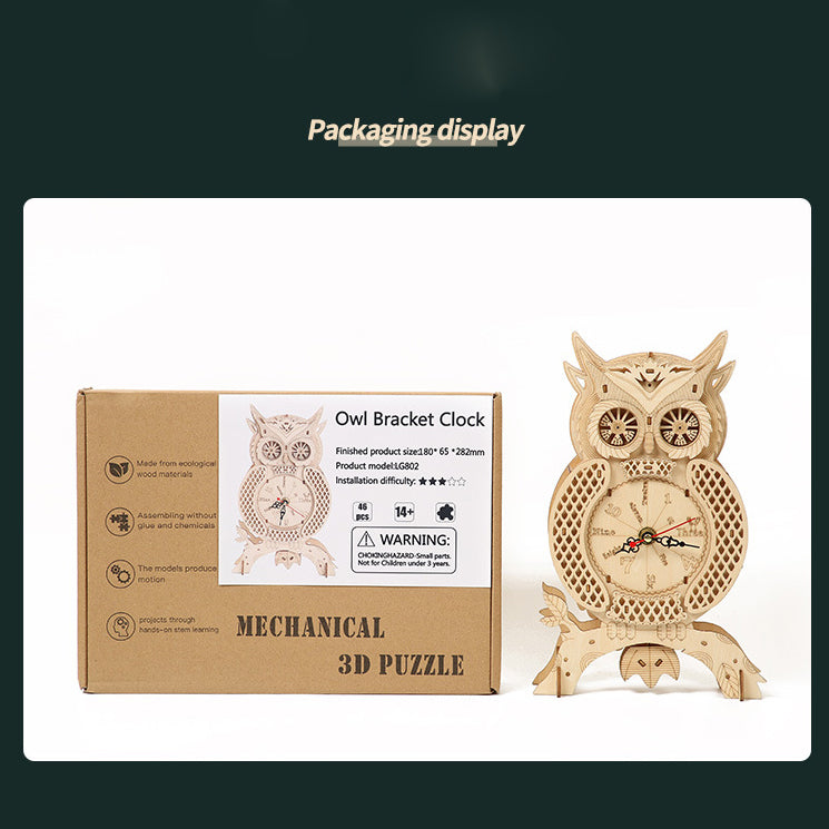 Reloj Péndulo Búho Esqueleto Metal 3D