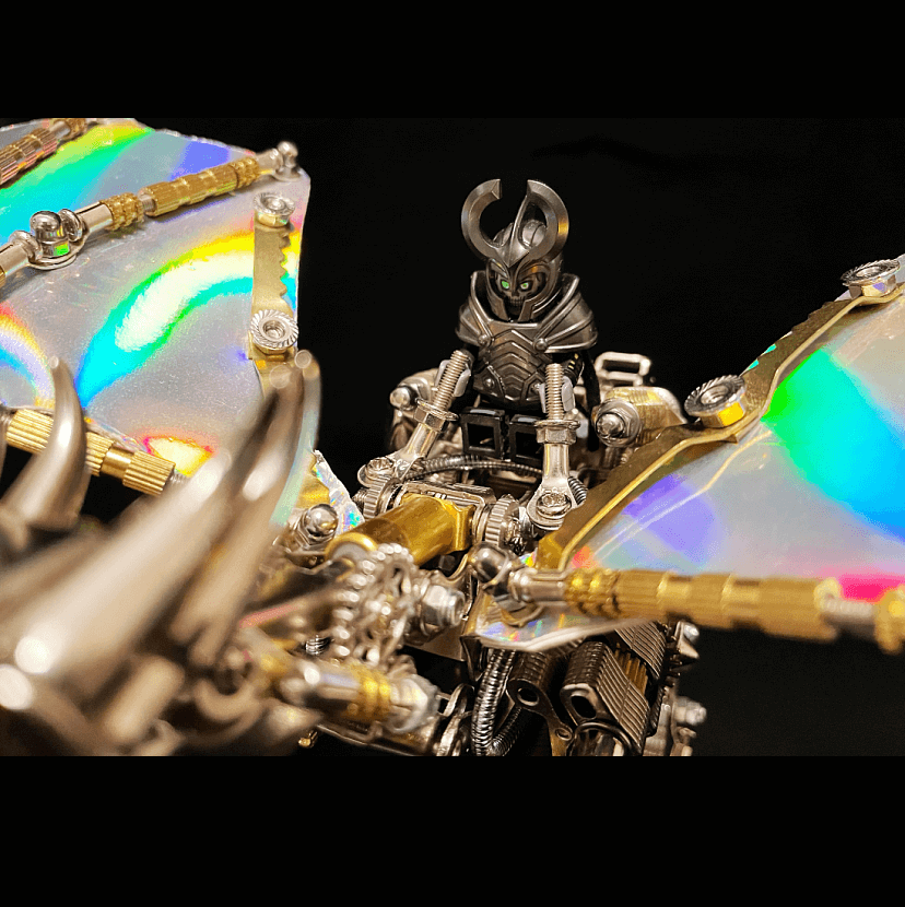 Dragón Volador Mecánico Metal 3D con Base