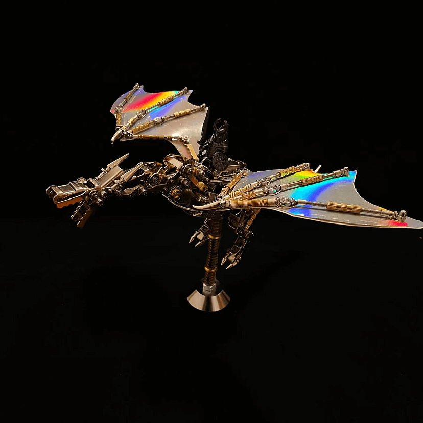 Dragón Volador Mecánico Metal 3D con Base