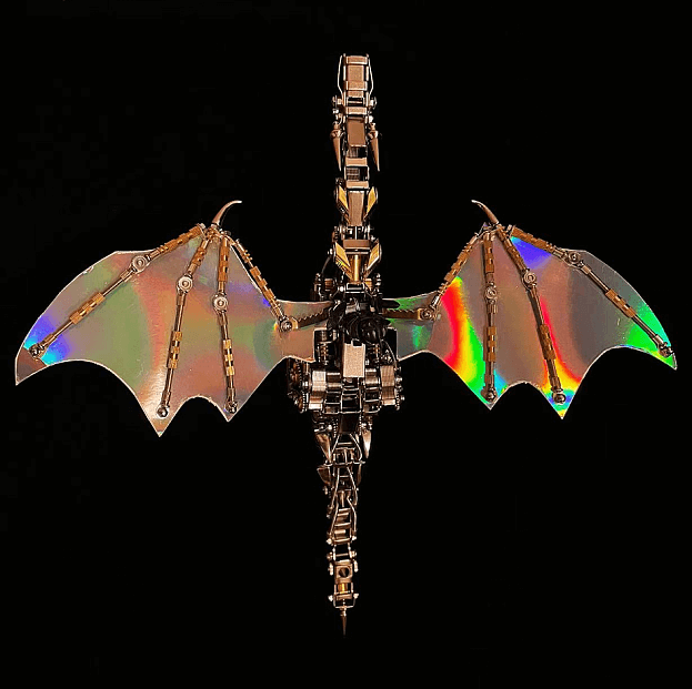 Dragón Volador Mecánico Metal 3D con Base