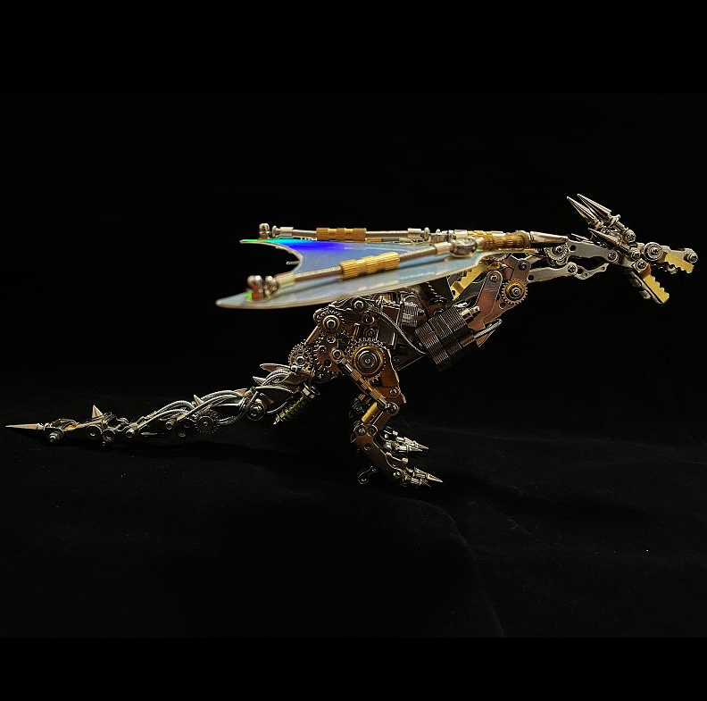 Dragón Volador Mecánico Metal 3D con Base