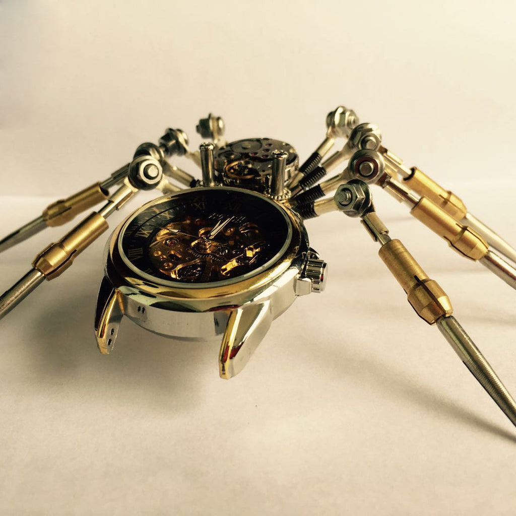 Araña Mecánica con Reloj Steampunk Metal 3D