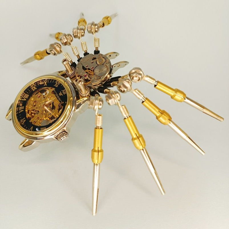 Araña Mecánica con Reloj Steampunk Metal 3D