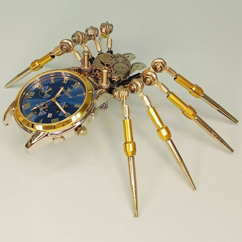 Araña Mecánica con Reloj Steampunk Metal 3D