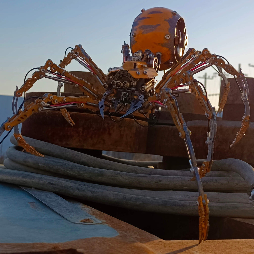 Araña Batalla Dañada Steampunk Metal 3D