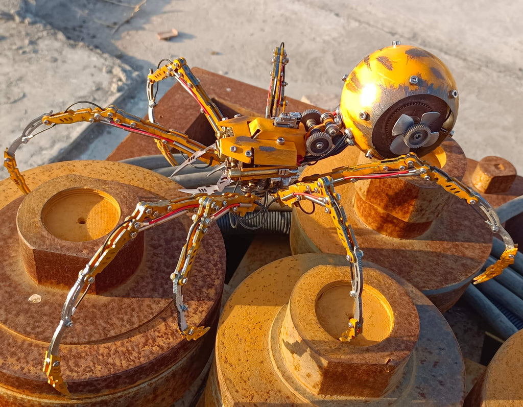 Araña Batalla Dañada Steampunk Metal 3D