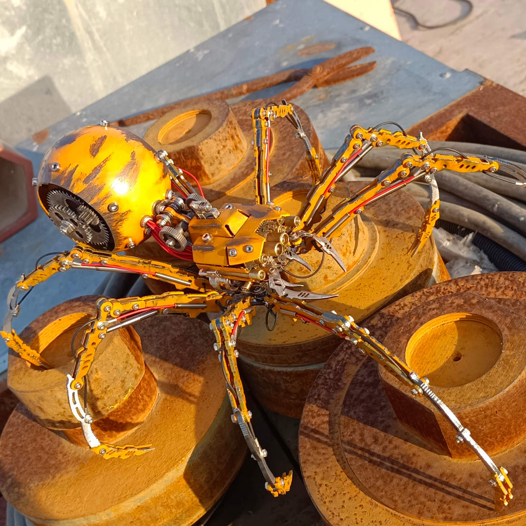 Araña Batalla Dañada Steampunk Metal 3D