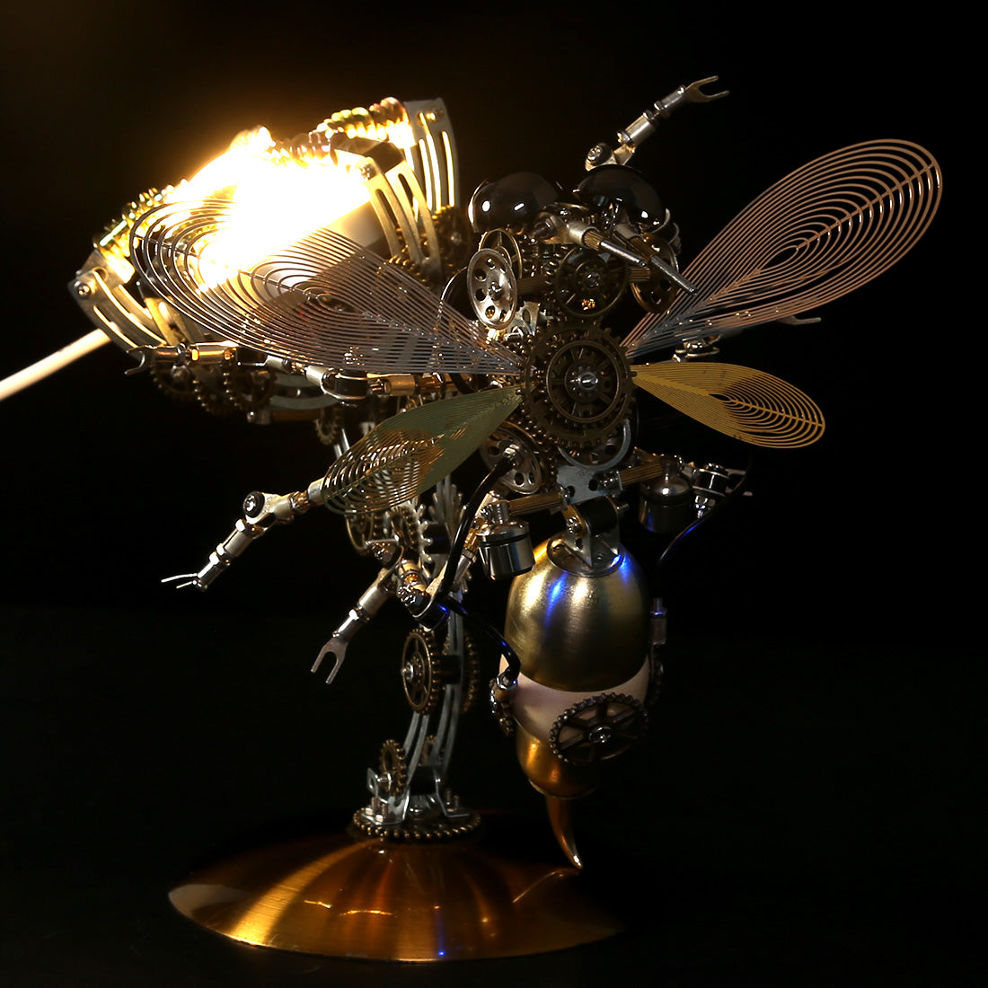 Avispa Steampunk Metal 3D con Base