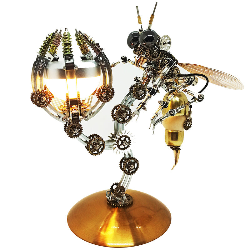 Avispa Steampunk Metal 3D con Base