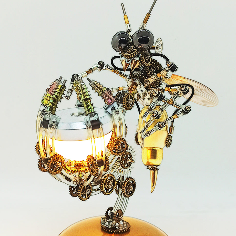 Avispa Steampunk Metal 3D con Base
