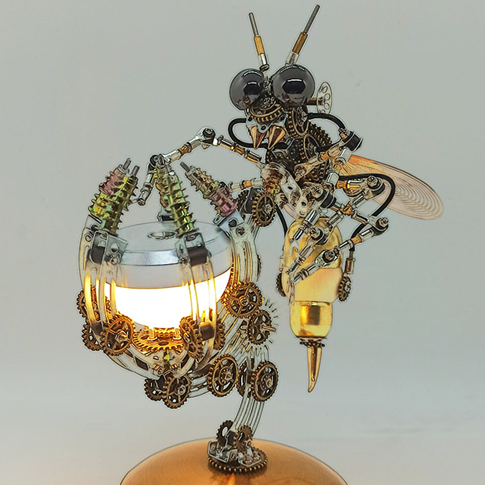 Avispa Steampunk Metal 3D con Base