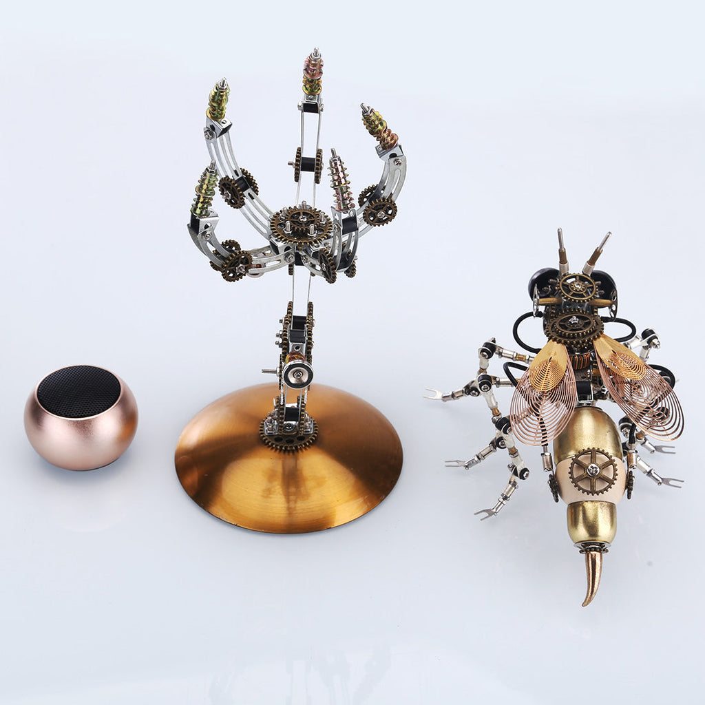 Avispa Steampunk Metal 3D con Base