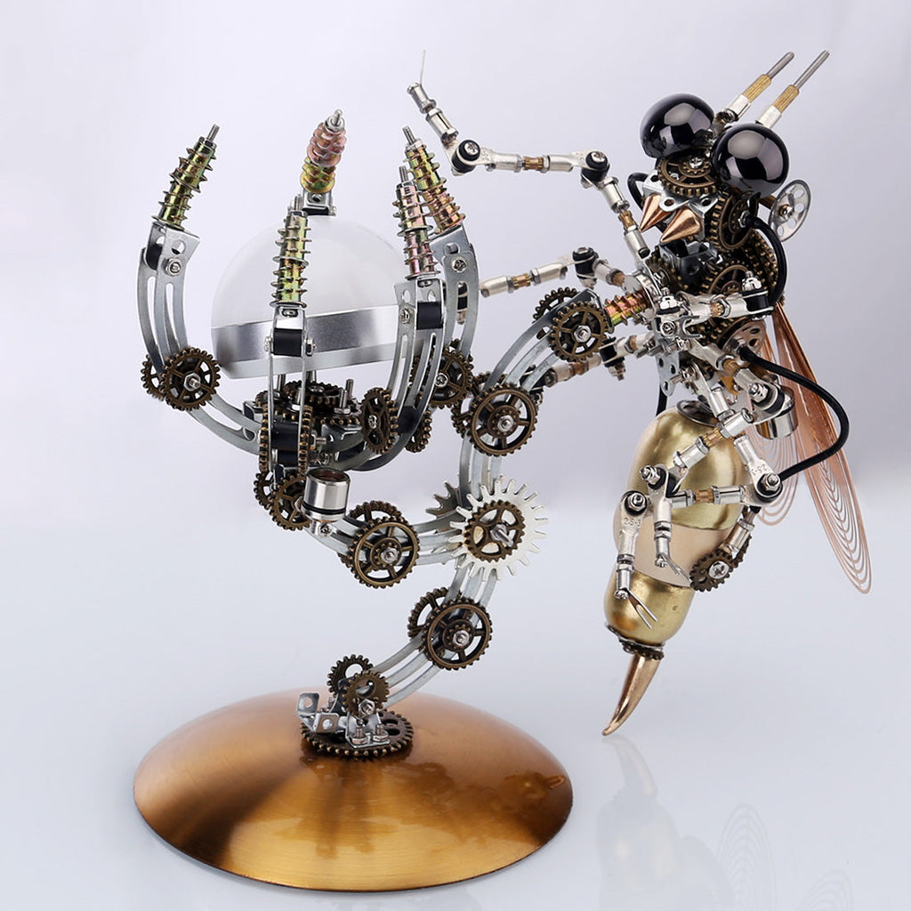 Avispa Steampunk Metal 3D con Base