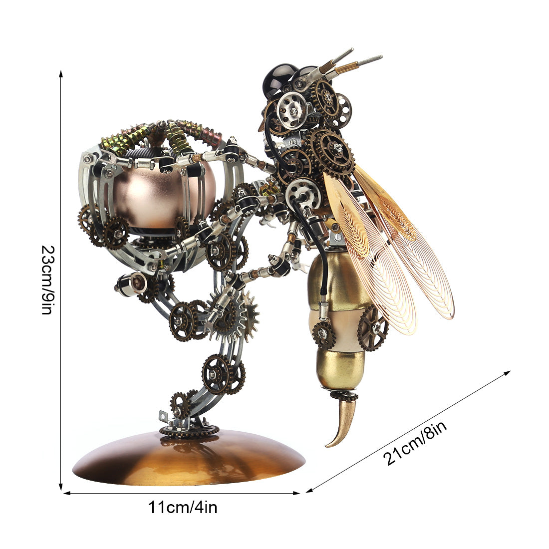 Avispa Steampunk Metal 3D con Base