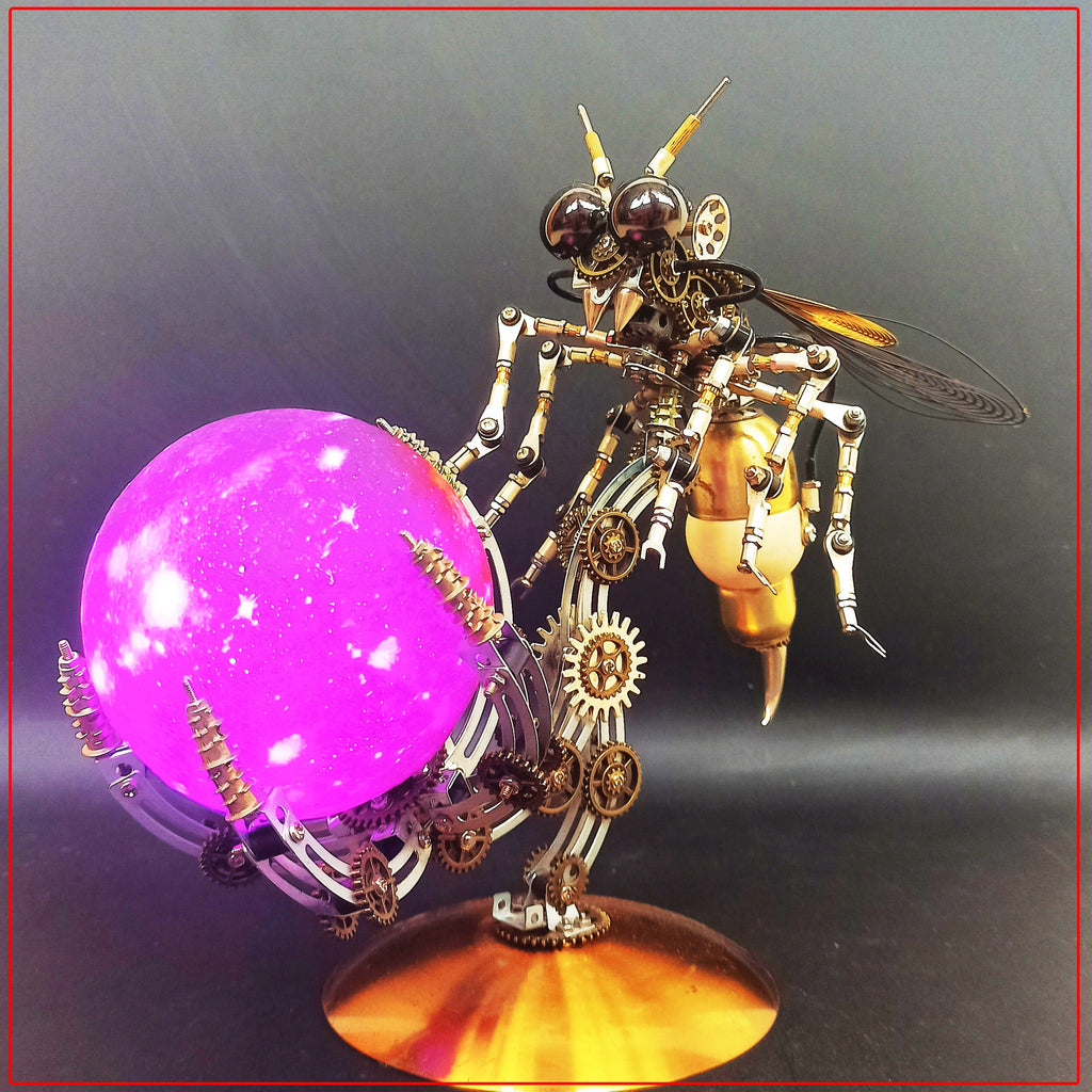 Avispa Steampunk Metal 3D con Base