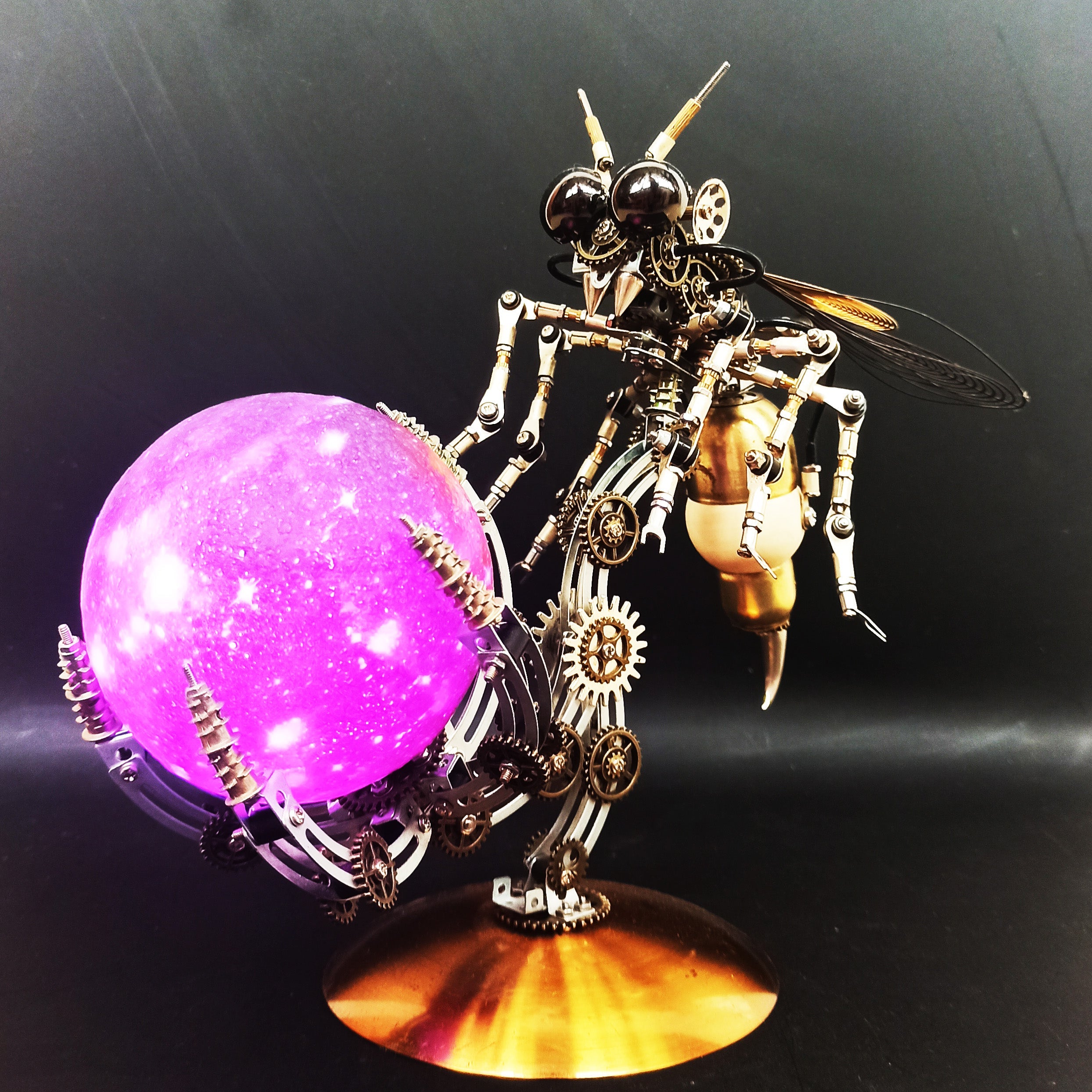 Avispa Steampunk Metal 3D con Base