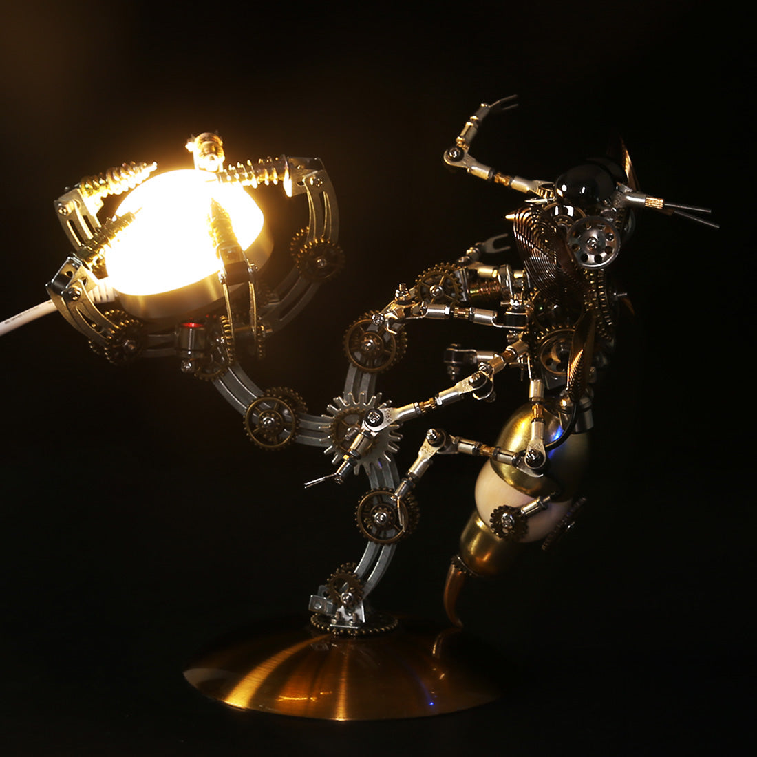 Avispa Steampunk Metal 3D con Base