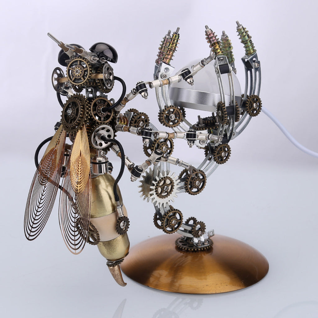 Avispa Steampunk Metal 3D con Base
