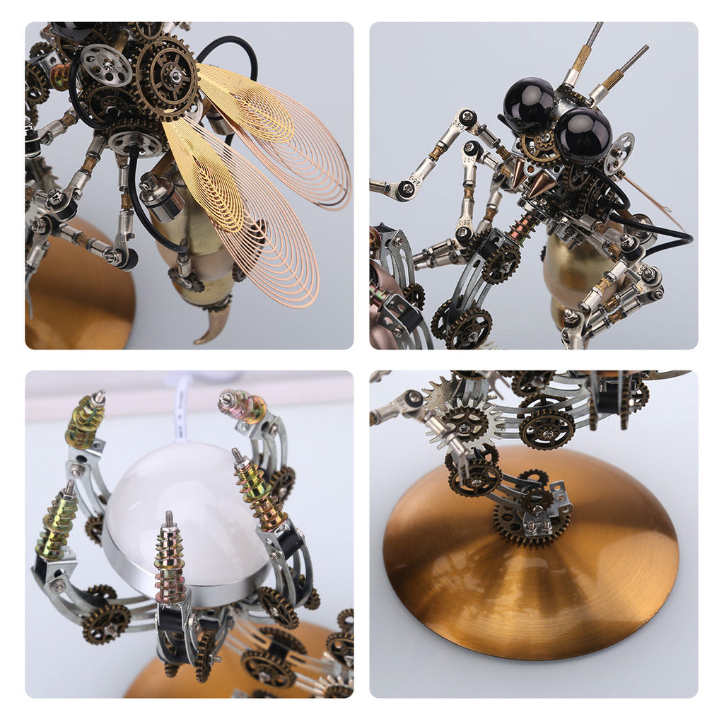 Avispa Steampunk Metal 3D con Base