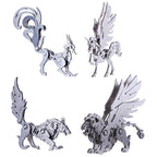Pack 4 Figuras Metal 3D — Unicornio Lobo León Zorro