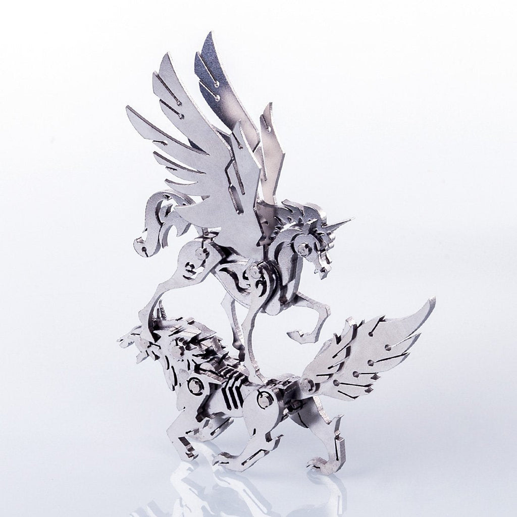 Pack 4 Figuras Metal 3D — Unicornio Lobo León Zorro