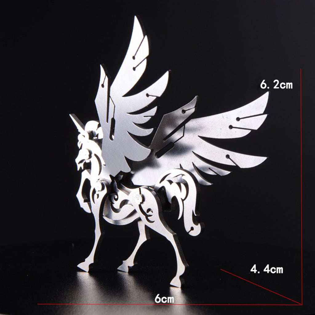 Pack 4 Figuras Metal 3D — Unicornio Lobo León Zorro