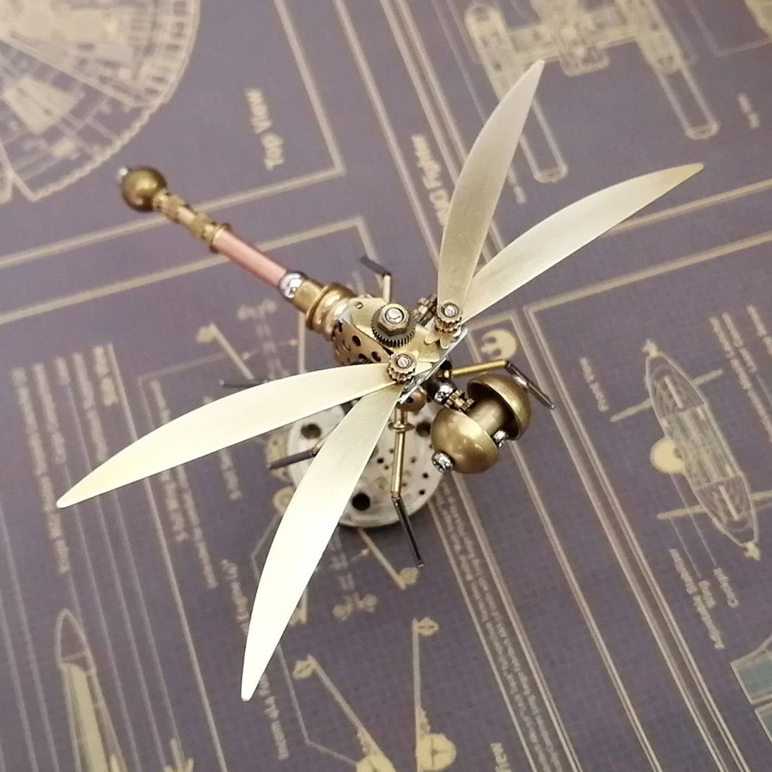 Libélula Steampunk Dorada Metal 3D