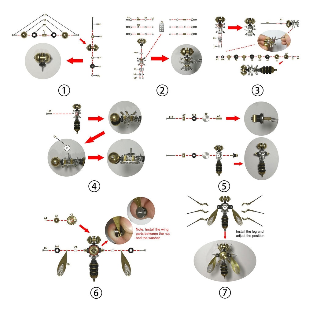 Insectos Steampunk Metal 3D — Mosquito y Abeja