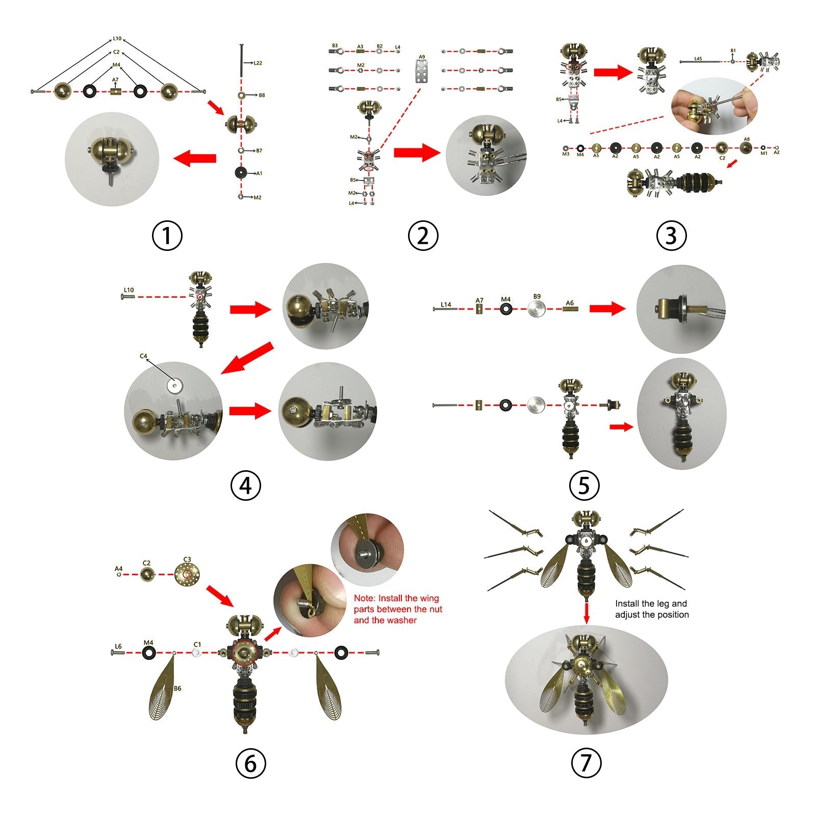 Insectos Steampunk Metal 3D — Mosquito y Abeja
