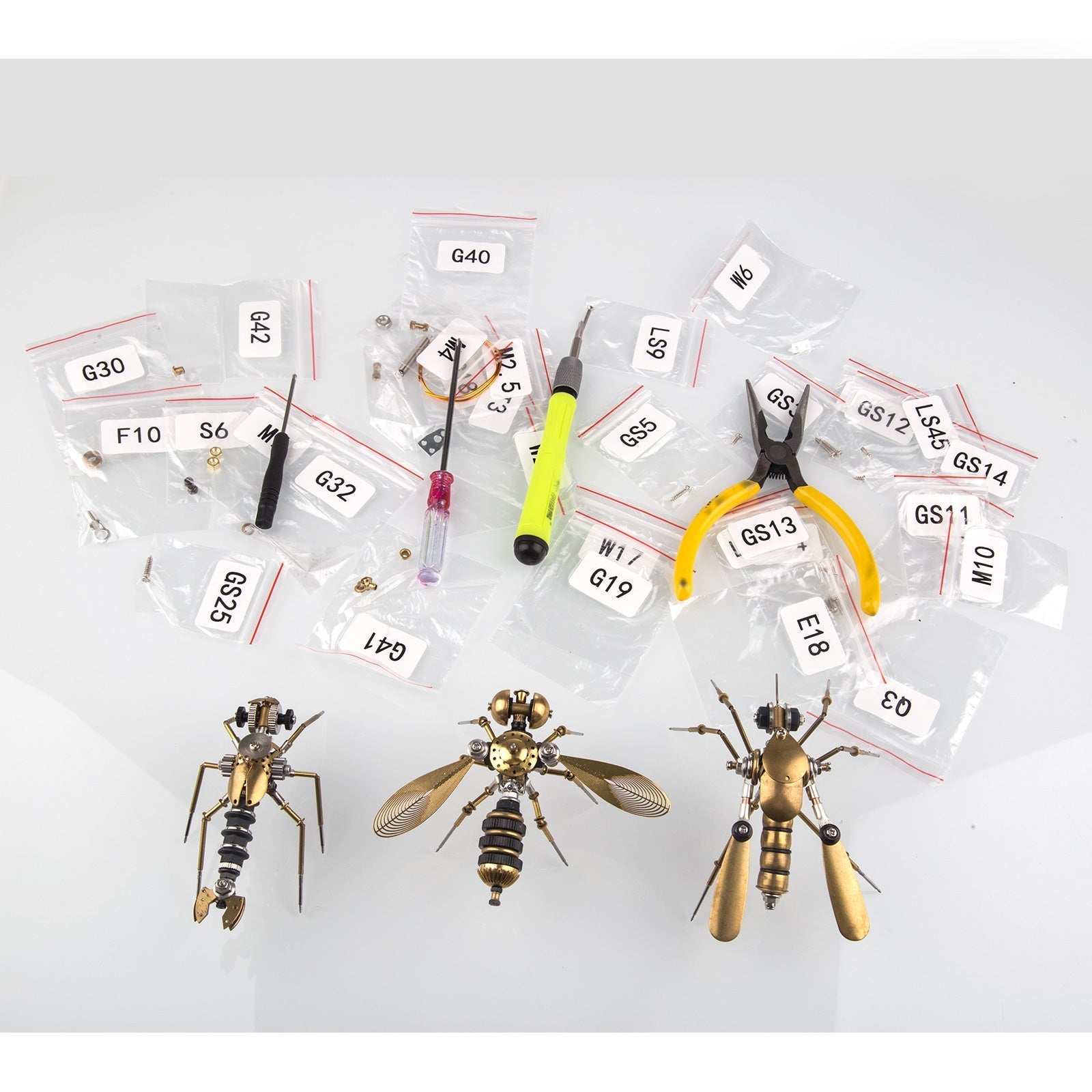 Insectos Steampunk Metal 3D — Mosquito y Abeja