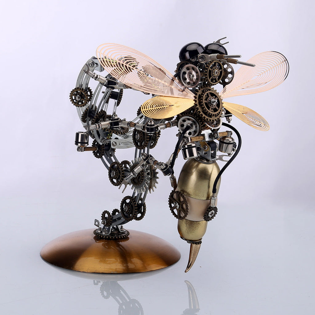 Avispa Steampunk Metal 3D con Base